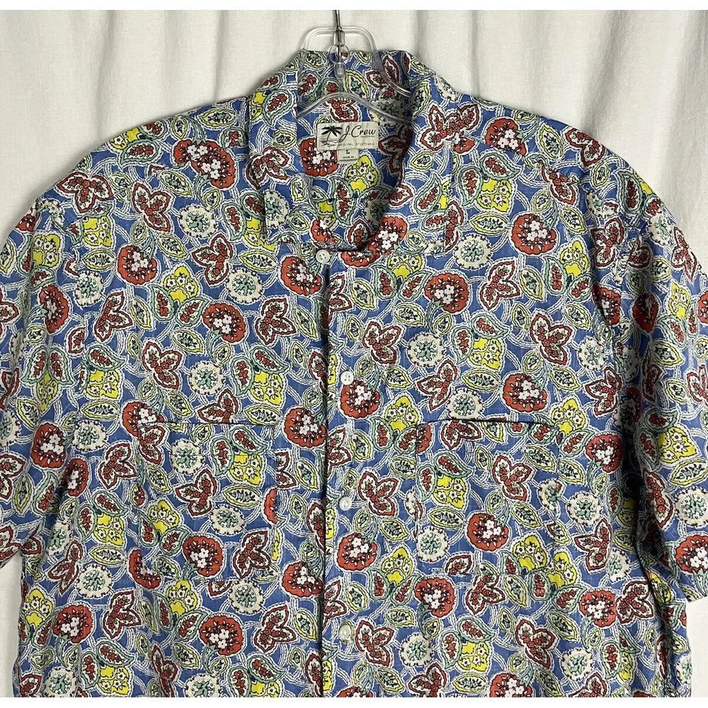 J Crew Trademark Men's Size L Hawaiian Floral Short Sleeve Button Front Shirt‎